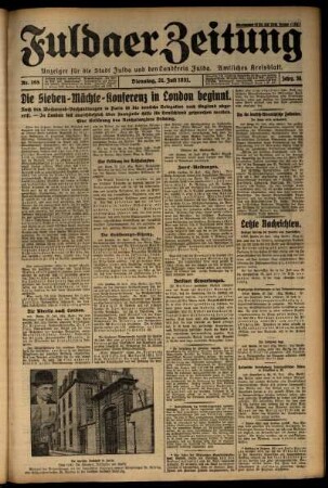 Ausgabe vom Dienstag, den 21. Juli 1931.