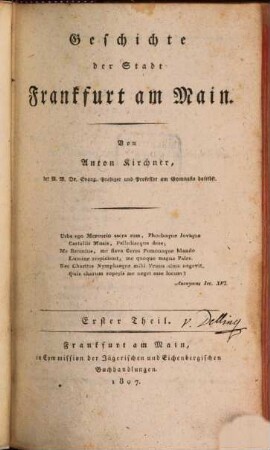 Geschichte der Stadt Frankfurt am Main, 1