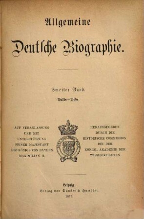 Allgemeine Deutsche Biographie, 2. Balde - Bode