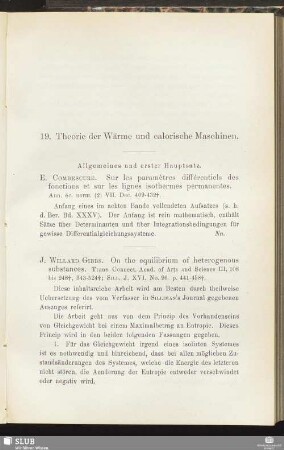19. Theorie der Wärme und calorische Maschinen