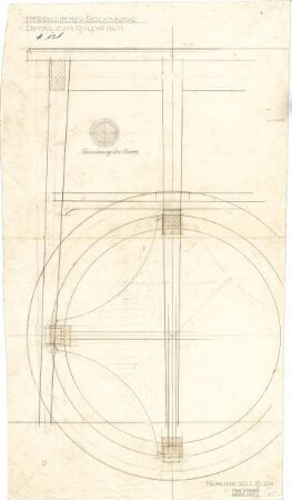 Littmann, Max; Bocksberg; Hofgut, Landhaus - Rauchtisch im Herrenzimmer (Detail, Schnitt)
