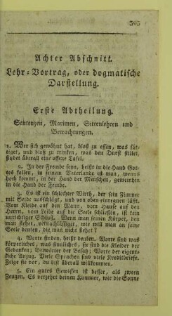 Achter Abschnitt. Lehr-Vortrag, oder dogmatische Darstellung