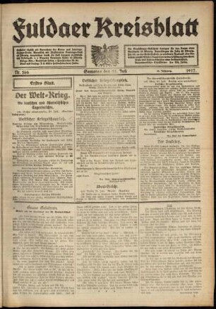 Erste Ausgabe vom Samstag, den 21. Juli 1917.