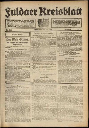 Erste Ausgabe vom Samstag, den 21. Juli 1917.