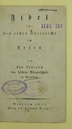 Fibel für den ersten Unterricht im Lesen