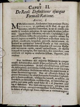 Caput II. De Reali Definitione ejusque Formali Ratione.