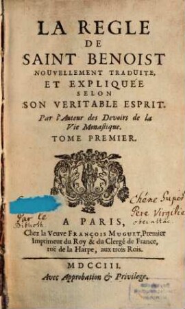 La Regle De S. Benoist, 1
