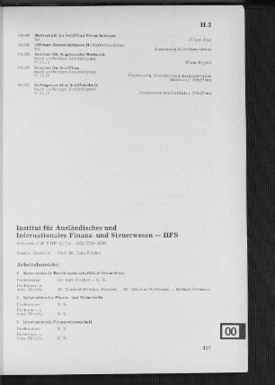 Institut für Ausländisches und Internationales Finanz- und Steuerwesen - IIFS