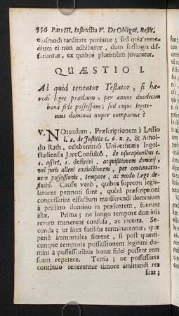 556-563, Quaestio I. Ad quid teneatur Testator, si haeredi leget praedium...