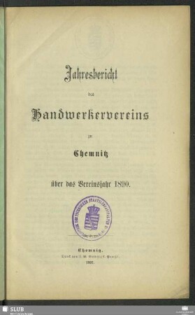 1890(1891): Jahres-Bericht des Handwerkervereins zu Chemnitz : für das Vereinsjahr ...