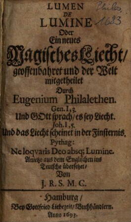 Lumen De Lumine Oder Ein neues Magisches Liecht