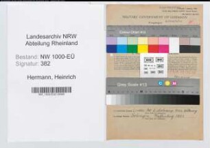 Entnazifizierung Heinrich Hermann, geb. 24.03.1894 (Lehrer)