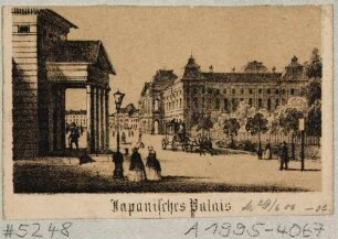Das Japanische Palais in Dresden, Blick vom Torhaus des ehemaligen Leipziger Tores nach Südosten