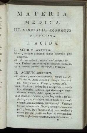 III. Mineralia, Eorumque Præparata.