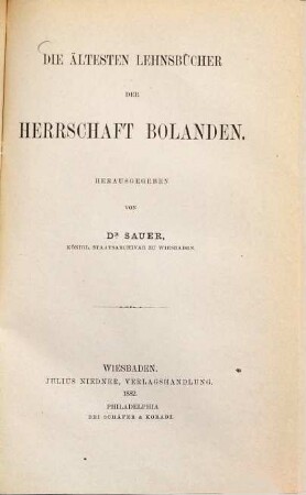 Die ältesten Lehnsbücher der Herrschaft Bolanden