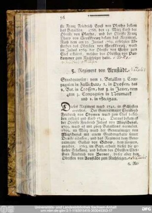 5. Regiment von Arnstädt.