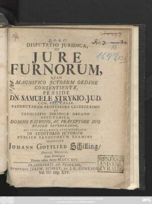 Disputatio Juridica, De Jure Furnorum
