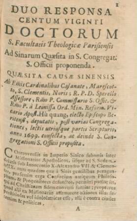 Duo responsa centum viginti Doctorum S. Facultatis Theologicae Parisiensis