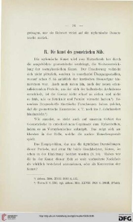 IV: Die Kunst des geometrischen Stils