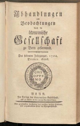 Des siebenten Jahrganges, 1766. Drittes Stük