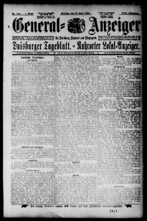 General Anzeiger für Duisburg, Ruhrort und Umgegend. 1899-1905