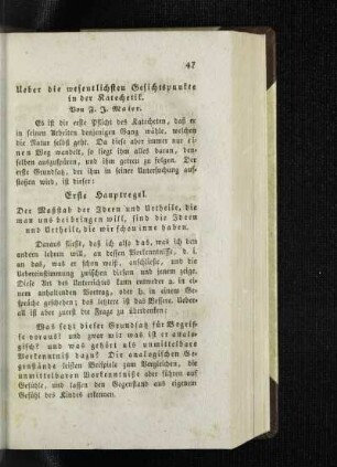 Ueber die wesentlichsten Gesichtspunkte in der Katechetik