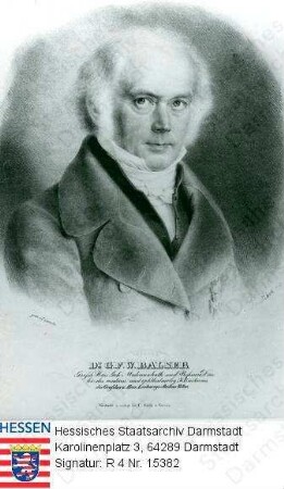 Balser, Georg Friedrich Wilhelm, Prof. Dr. med. und phil. (1780-1846) / Porträt, leicht linksgewandtes, vorblickendes Brustbild