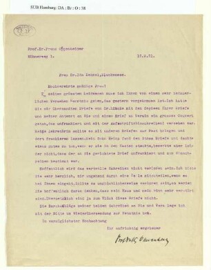 Brief an Ida Dehmel