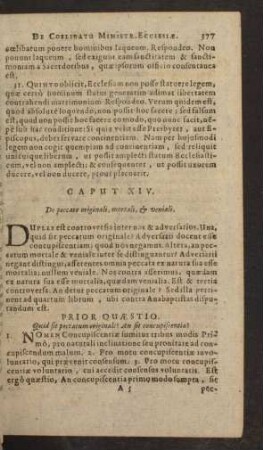 Caput XIV. De peccato originali, mortali, & veniali.