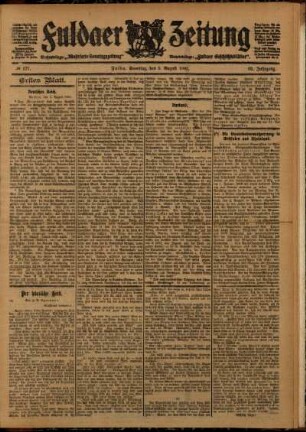 Erste Ausgabe vom Samstag, den 05. August 1905.