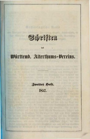 Schriften des Württemb. Alterthums-Vereins, 1,2. 1852