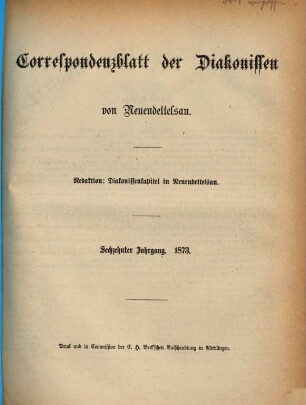 Korrespondenzblatt der Diakonissen von Neuendettelsau. 16. 1873