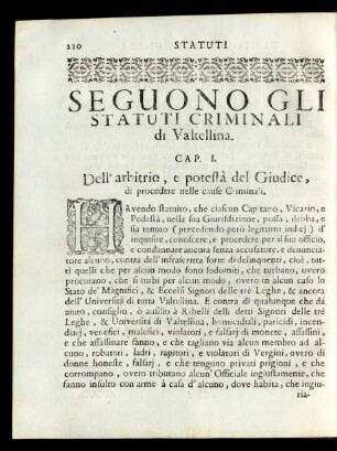 Seguono Gli Statuti Criminali di Valtellina