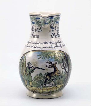 Birnkrug: Jäger (Hirschjagd). Trinkspruch