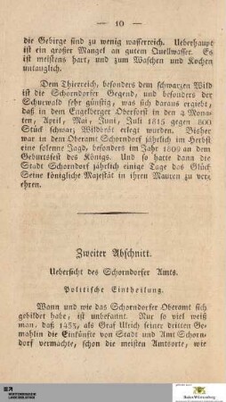 II. Abschnitt: Uebersicht des Schorndorfer Amts