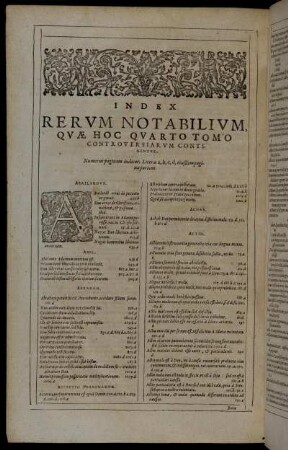 Index Rerum Notabilium, Quæ Hoc Quarto Tomo Controversiarum Conti.