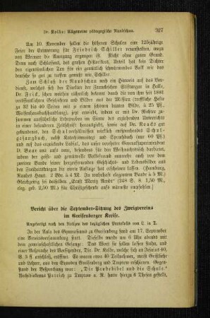 Bericht über die September-Sitzung des Zweigvereins im Greifenberger Kreise : angefertigt nach den Notizen des bezüglichen Protokolls