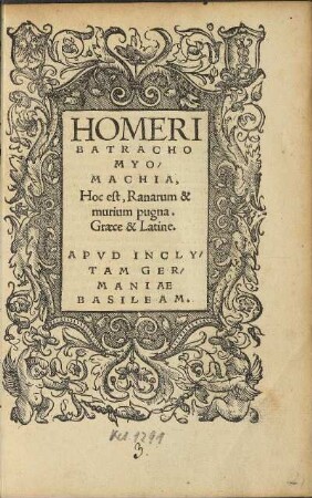 Homeri Batrachomyomachia ...