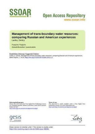 Management of trans-boundary water resources: comparing Russian and American experiences
