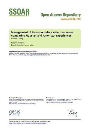 Management of trans-boundary water resources: comparing Russian and American experiences