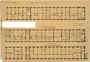 Landbauamt München; München; Prinz-Carl-Palais, Umbauten - Grundriss EG, Ministerwohnung im Langbau (Grundriss 1. OG), Langbau (Grundriss 2. OG)