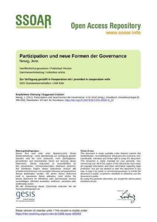 Partizipation und neue Formen der Governance