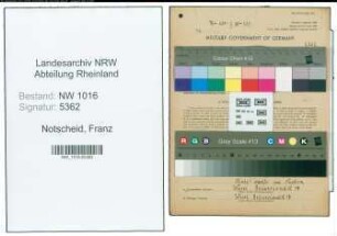 Entnazifizierung Franz Notscheid , geb. 30.12.1898 (Wandergewerbe)