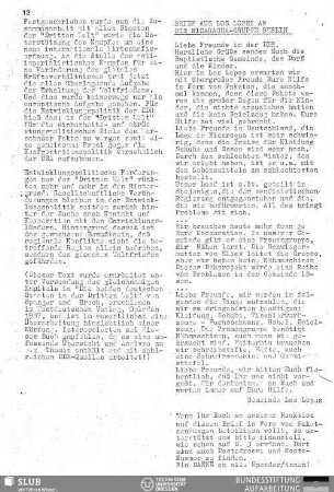 Brief aus Los Lopez an die Nicaragua-Gruppe Berlin