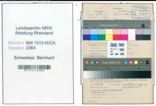 Entnazifizierung Bernhard Schweitzer , geb. 23.12.1902 (Krankenpfleger)