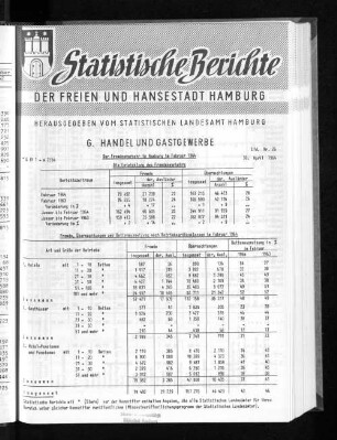 Der Fremdenverkehr in Hamburg im Februar 1964 : Lfd. Nr. 26