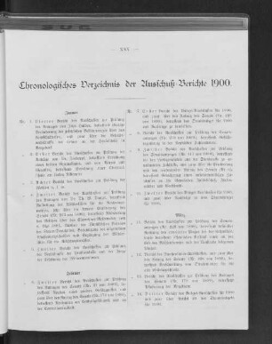 Chronologisches Verzeichnis der Ausschuß-Berichte 1900.