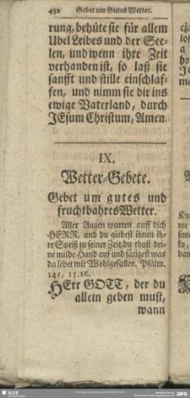 IX. Wetter-Gebete