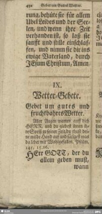 IX. Wetter-Gebete
