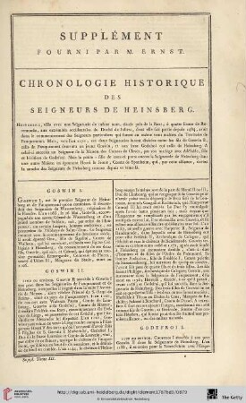Chronologie historique des seigneurs de Heinsberg